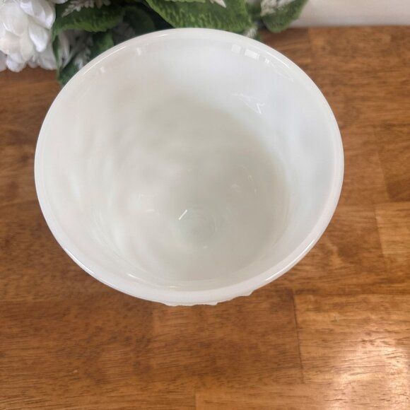 Vintage E.O. Brody Milk Glass Vase Textured White Pedestal Planter Wedding - Picture 4 of 5